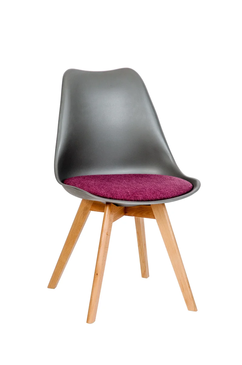 Stuhl 'Der Moderne', Füße Massivholz Buche, gepolstert, Stoff Bordeaux, 2er Set – Bild 5